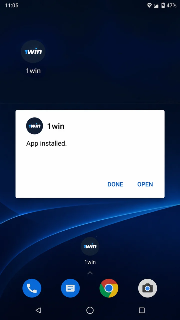 Step 3: Complete the 1win app download android setup
