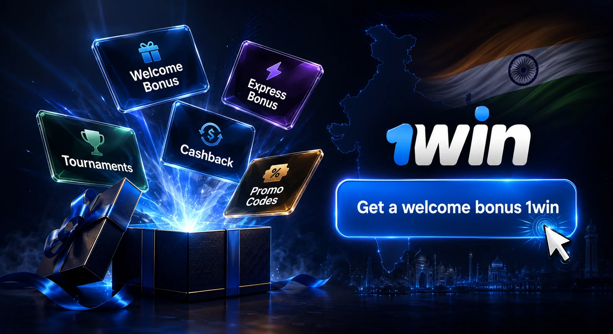 Sign up and get the 1win welcome bonus.